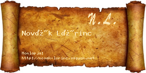 Novák Lőrinc névjegykártya