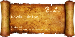 Novák Lőrinc névjegykártya